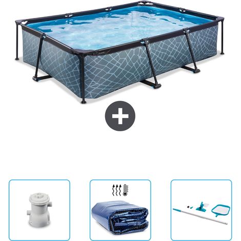 Exit Pool Rechteckig - Steinoptik - 300x200x65 cm - 4-teilig SCB78 (1/4)