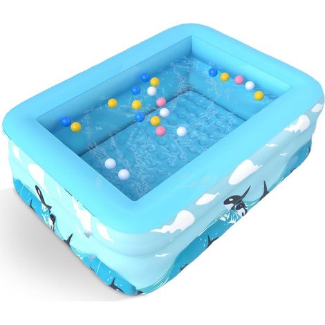 Piscine gonflable carrée 110 x 83 cm, pataugeoire pour enfants, idéale pour l'intérieur et l'extérieur, jouets de jardin d'été pour toute la famille (1/5)