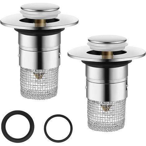 Universal Waschbeckenstöpsel mit Haarsieb, 34-40mm, Abflussstopfen für Waschbecken und Badewanne (1/4)
