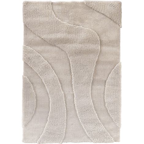 Tapis doux et épais ondulation beige 140 x 200 cm (1/3)