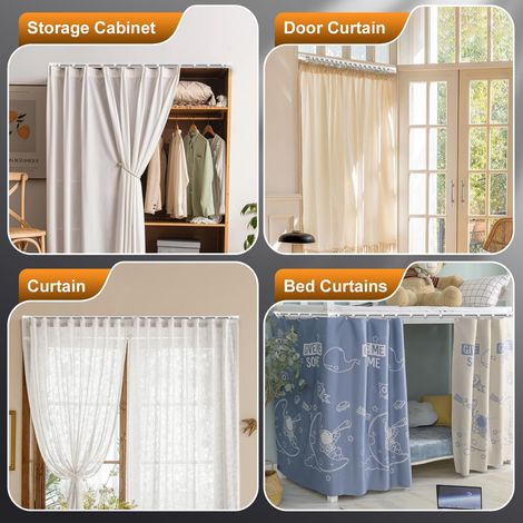 Rail de rideau autocollant pour plafond ou mur, 8 x 40 cm/320 cm, sans perçage/vis, tringle à rideau sans perçage pour camping-car, rideau de douche, armoire, séparateur de pièce (1/5)