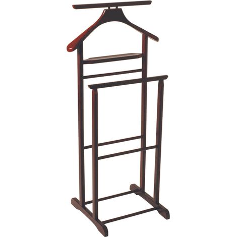 Pegane – Valet de chambre en bois massif tabac – Dimensions L47 x P36 x H102 cm – Double structure pour habits non froissés