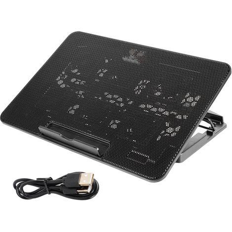 Support PC Portable Refroidisseur 6 Ventilateurs LED Silencieux USB Réglable pour Ordinateur 15.6 Pouces ou Moins (1/5)