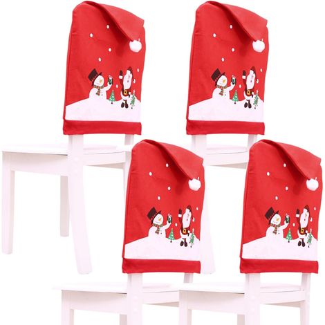 Ensemble de 4 housses de dossier de chaise de Noël, douces et confortables, housses de chaise décoratives de Noël (62 x 48 cm)