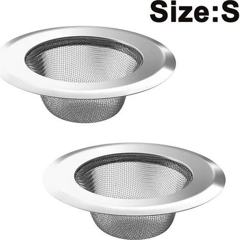 Set mit 2 Edelstahl-Spülbeckensieben, Edelstahl-Kanalfilter für Spülbecken, Gemüseschubladenfilter, Badezimmer-Bodenablauf, ideal für Bad und Küche (1/5)