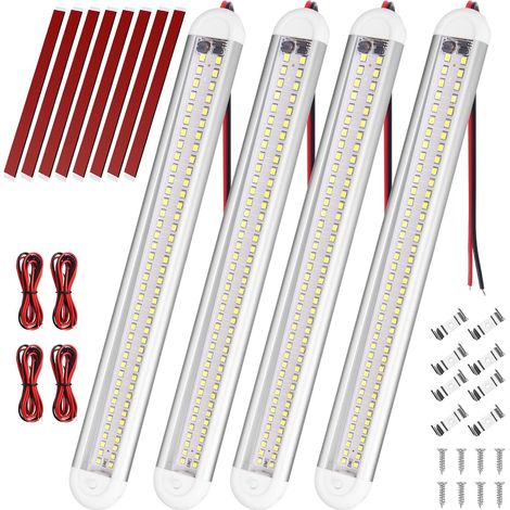 4PCS Barre Lumineuse LED 80LED 12V Interrupteur On/Off Aluminium Blanc Voiture Camping-Car (1/5)