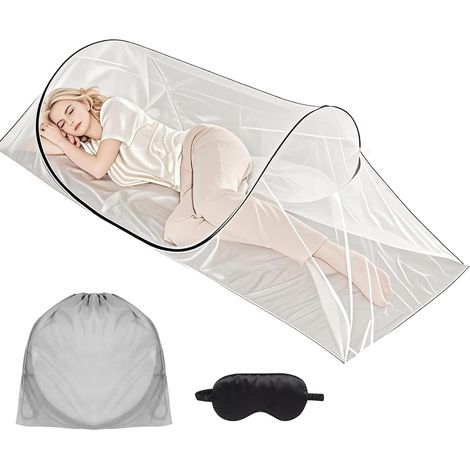 Faltbares Moskitonetz, Moskitonetz fürs Bett mit Schlafmaske, schneller und einfacher Aufbau, tragbares Moskitozelt für Camping, Reisen, Outdoor-Abenteuer und Zuhause