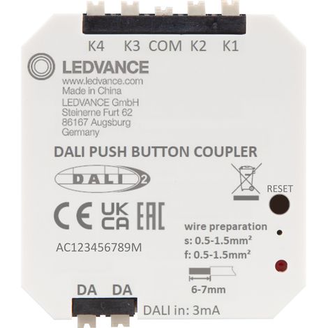 Ledvance PUSHBUTTON COUPLER DALI-2, 4 Eingänge, Unterputzmontage, 4058075837607