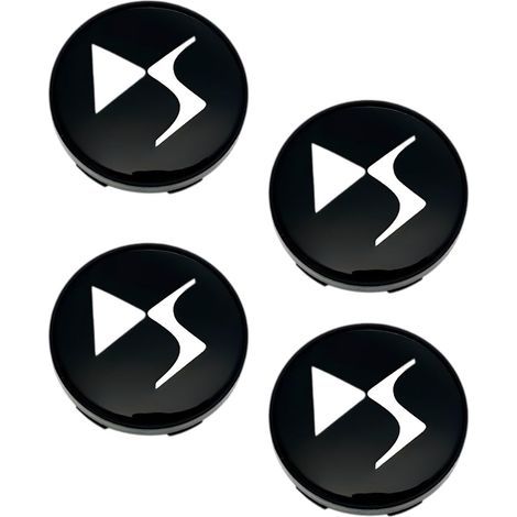 Pièces Auto 60mm Cache Moyeux pour Citroen DS3 DS4 DS6, Enjoliveurs de Roue Capuchon Centre Accessoires Extérieurs Voiture 3D Logo Noir (Noir (Fond Noir)) (1/5)