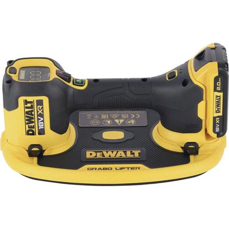 Dewalt – Ventouse Grabo XR 18V avec 1 batterie 2Ah – Force de levage 120 kg – Manomètre numérique – DCE590D1TQW