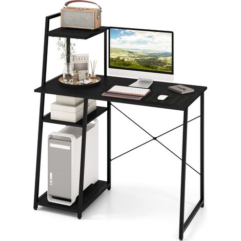 COSTWAY Home Office Desk Computer Desk PC Laptop Workstation-Black (1/5)