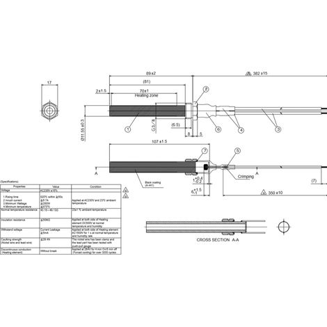 Bougie céramique d'allumage poêle à granulés - Écrou 3/8 - 94/89 mm - Ø11,55 mm - 300W - Compatible Jolly Mec / Skia / Extraflame / Bestove / Deville / Haas+Sohn (1/2)