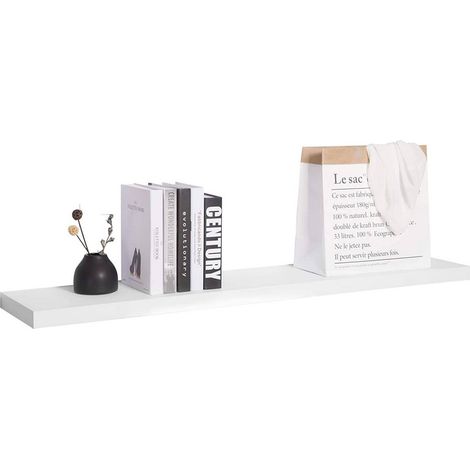 WOLTU 1x Mensola da Muro Scaffale Sospeso a Parete Piccola 90x22.9x3.8cm Bianco