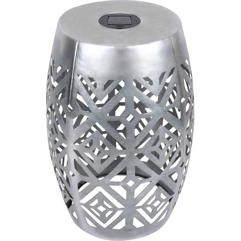 Teamson Home Outdoor Garden Side Table, 2-in-1 Table & Light Design, Solar Powered, Patio Furniture, Garden Decoration, Metal, Silver - 31.1 x 31.1 x 45.7 (cm) (1/5)