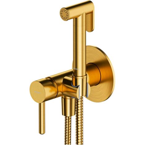 OMNIRES Y - Grifo de bidé mural con ducha, con cuerpo, oro cepillado SYSYBI2GLB