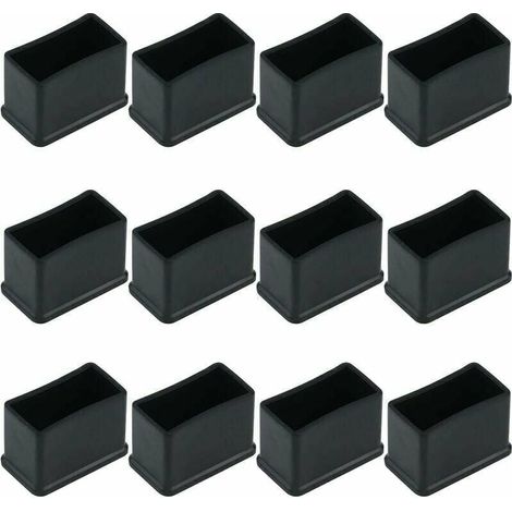 Lot de 12 Embouts de Protection Rectangulaires en Feutre de Caoutchouc pour Pieds de Table ou de Chaise - Noir, 15 x 30 mm.- (1/4)