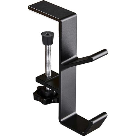 Adjustable aluminum schoolbag hook: removable table hook with fixed screws, sturdy storage for classroom, office, home, black (black) (1/5)