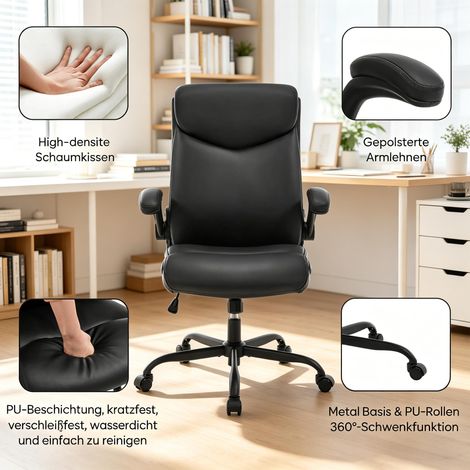 Fauteuil de direction pivotant, chaise de bureau ergonomique, siège de salon confortable, fauteuil professionnel à roulettes (modèle unique pour chef) (1/5)