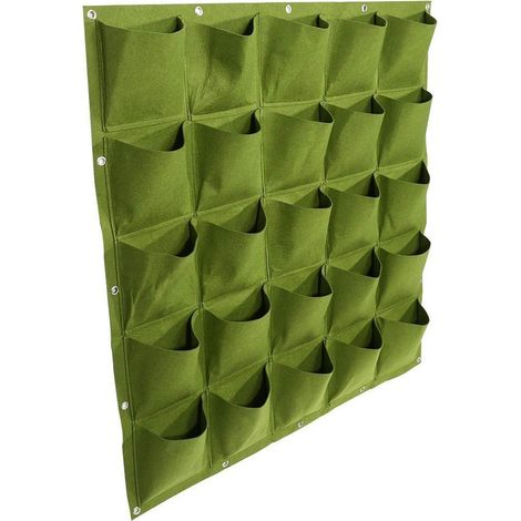 25 Pocket Vertical Grow Bag Hanging Flower Pot for Outdoor Garden Decoration (Green) (1/5)