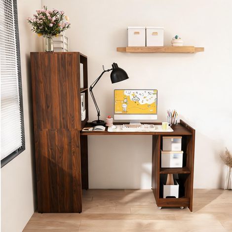 Bureau escamotable avec rangement placard et table rabattable (1/5)