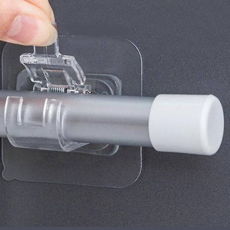 Lot de 4 crochets de fixation auto-adhésifs réglables pour tringle à rideaux (1/4)