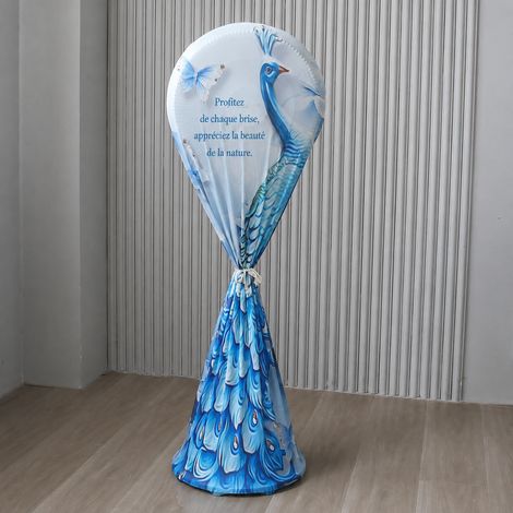 Housse de protection intégrale pour ventilateur sur pied motif paon bleu foncé en tissu élastique réf 9473 163 g – Livraison gratuite