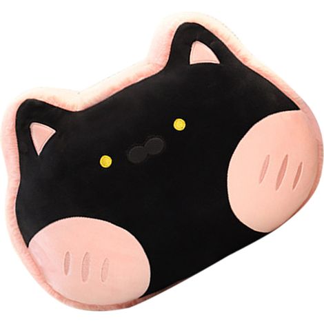 Coussin Pliable en Forme d'Animal en Flanelle Moelleuse, Oreiller Chat Rose Cerise 40x30cm, Cadeau de Noël pour Enfants (1/2)