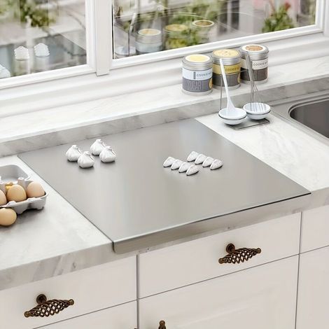 Schneidebrett aus Edelstahl, Vorbereitungsbrett, Backmatte, leicht zu reinigende Oberfläche, zum Backen und Kochen (1/5)
