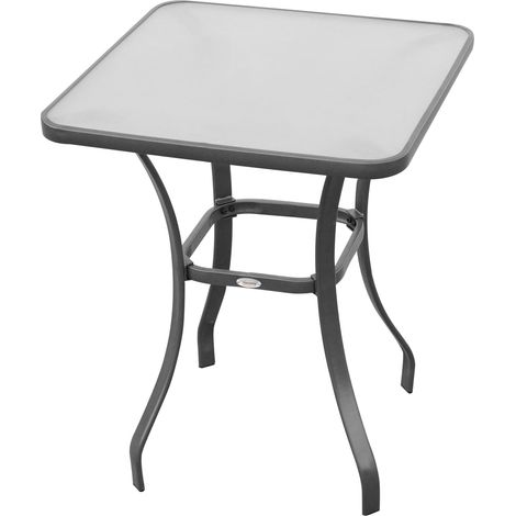 Table jardin Bistro verre trempé métal noir L68,5xL68,5xH84cm
