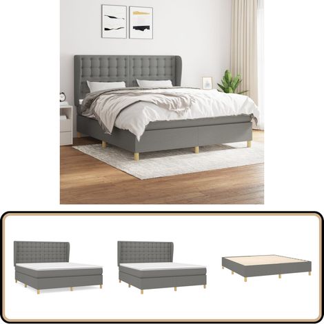 Boxspringbett mit Matratze Dunkelgrau 180x200 cm Stoff - Boxspringbett - Doppelbett - Bettenrahmen - Schlafsystem - Massivholzbette