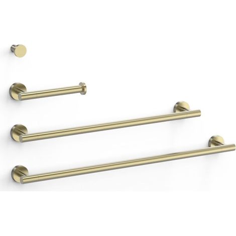 Ensemble de 2 Porte-serviettes, 1 Dérouleur WC, 1 Patère Porte-serviettes Cava doré - TRES 09598102CA
