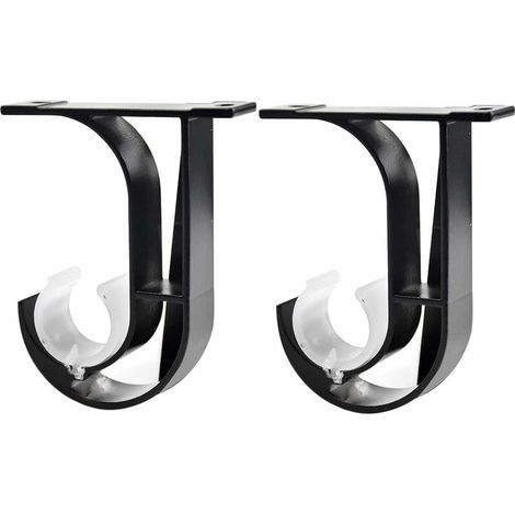 2pcs Support de Plafond pour Tringle à Rideau Draperie Tringle Supports Noir Supports pour Barre Rideau, Rideau Dressing, Tringle Penderie, Tringle à Serviette, Fixations pour Tringle à Rideaux (1/5)