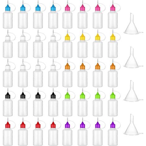 Flacons applicateurs de colle 30 ml / 1 oz, embout aiguille de précision, pour peinture, papier, quilling, colle et encre. (1/5)