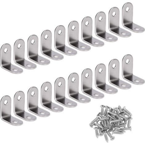 Angle Droit Support Inox 90 Degrés Support De Coin support d'angle en forme de L Fixation Équerre Livré Avec Vis Argent 20 Pièces 30 30 16mm