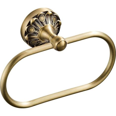 Anneau porte-serviettes ovale antique en laiton pour rangement de serviettes, support mural pour salle de bain et toilettes (bronze brossé) (1/5)