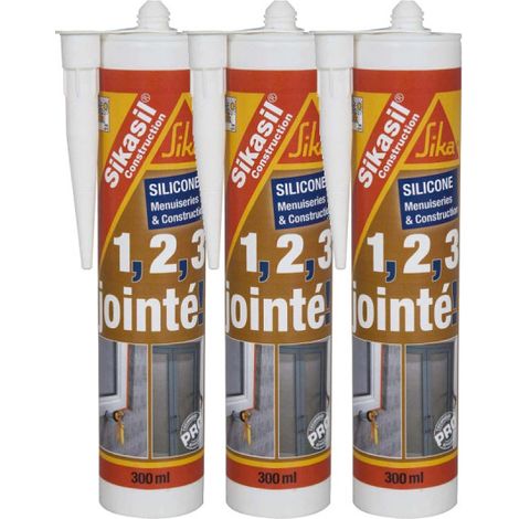 3er-Set SIKA Sikasil Bau-Silikondichtmasse - Transparent - 300ml