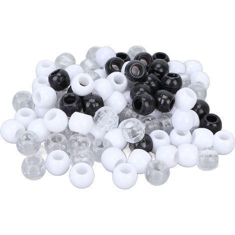 100 Perles pour Dreadlocks Colorées, Perles de Tissage pour Cheveux et Barbe, Décorations Accessoires Noir Blanc Transparent (1/5)