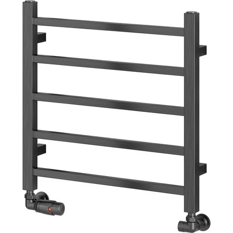 Reina Serena Square Tube Heated Towel Rail 500mm H x 500mm W Brushed Gun Metal (1/2)