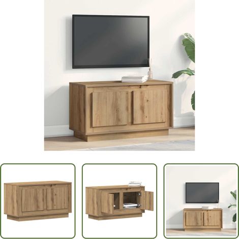 Bois d'ingénierie - Meuble TV chêne artisanal 80 x 35 x 45 cm Bois d'ingénierie (1/5)