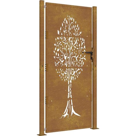 Maison Exclusive - Gartentor 100x175 cm Cortenstahl Baumdesign (1/5)