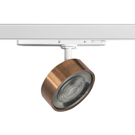 Hole - Projecteur sur rail LED triphasé 13W 3000K CRI90 IP20 optique 38° en aluminium moulé sous pression, finition blanc/cuivre - Groupe Rossini (1/5)