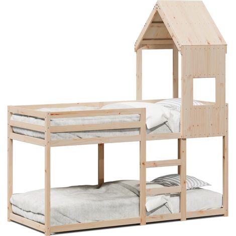 Maison Exclusive - Etagenbett mit Dach 75x190 cm Massivholz Kiefe