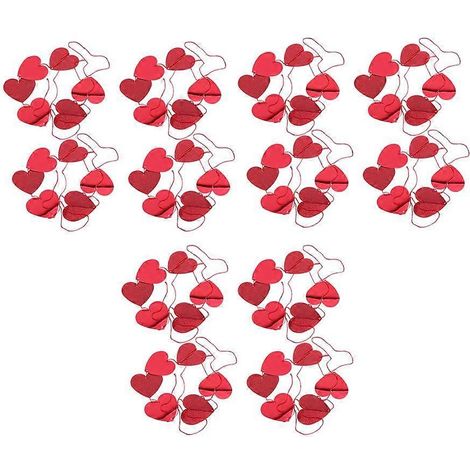 12 décorations murales de Noël : guirlandes de cœurs en PVC à suspendre, guirlande de cœurs rouges à faire soi-même-200CM-Red