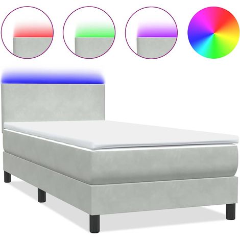 Maison Exclusive - Boxspringbett mit Matratze & LED Hellgrau 90x2