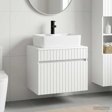 Beyamis Ensemble de meubles de salle de bain blancs, en bois d'ingénierie. (1/5)