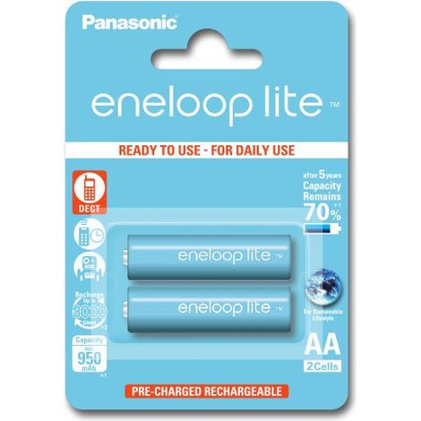 2 batteries de téléphone PANASONIC Eneloop Lite AA NI-MH 1,2V 1000mAh (1/2)