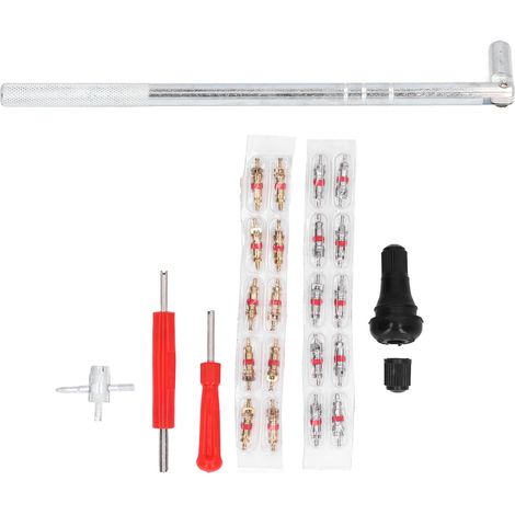 Kit de 54 outils pour l'installation et le démontage de valves de pneus, incluant l'extracteur et le noyau de bouchon. (1/5)