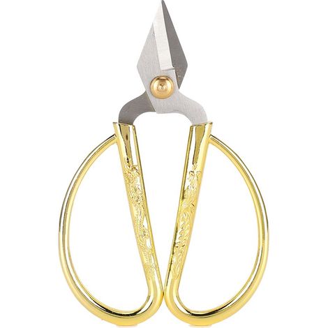 Ciseaux de ménage à manche doré grand et coupeur argenté petit pour fabrication de bijoux (1/5)