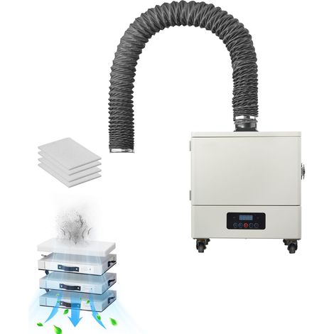Extracteur de fumées de soudage, 459 m³/h, moteur sans balais 280W, filtration 4 étages, 10 vitesses et télécommande pour brasage, gravure, soudage DIY. (1/5)