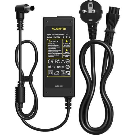 Alimentation 19V Chargeur Compatible avec LG Monitor 19" 20" 22" 23" 24" 27" 29" 32" 34" Samsung 22" 32" TV LED LCD Téléviseur écran Adaptateur 19V 2.53A Charger 6.5mm x 4.4mm (1/5)